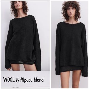 Zara alpaca & wool blend hairy sweater oversized